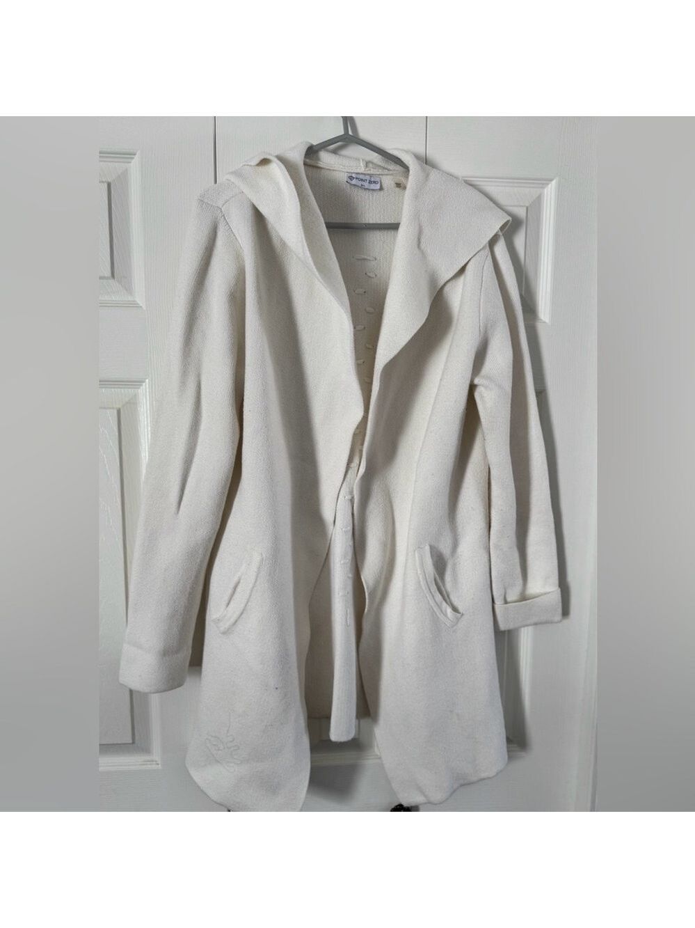 Point Zero white/cream hooded open-front cardigan size L.